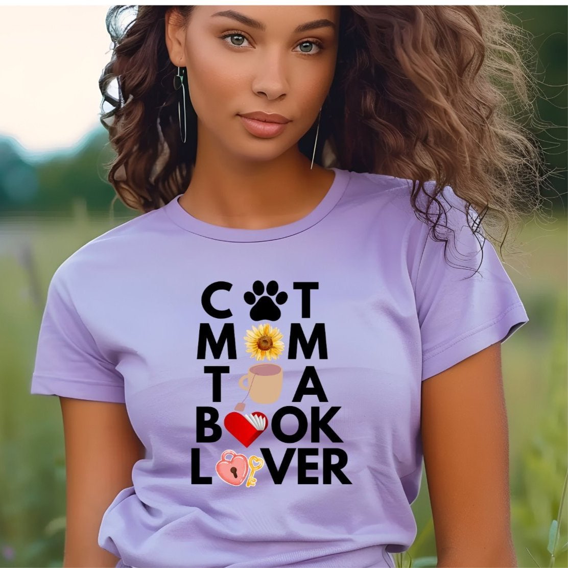 Cat Tea Book Mom T - shirt - Kindle Crack