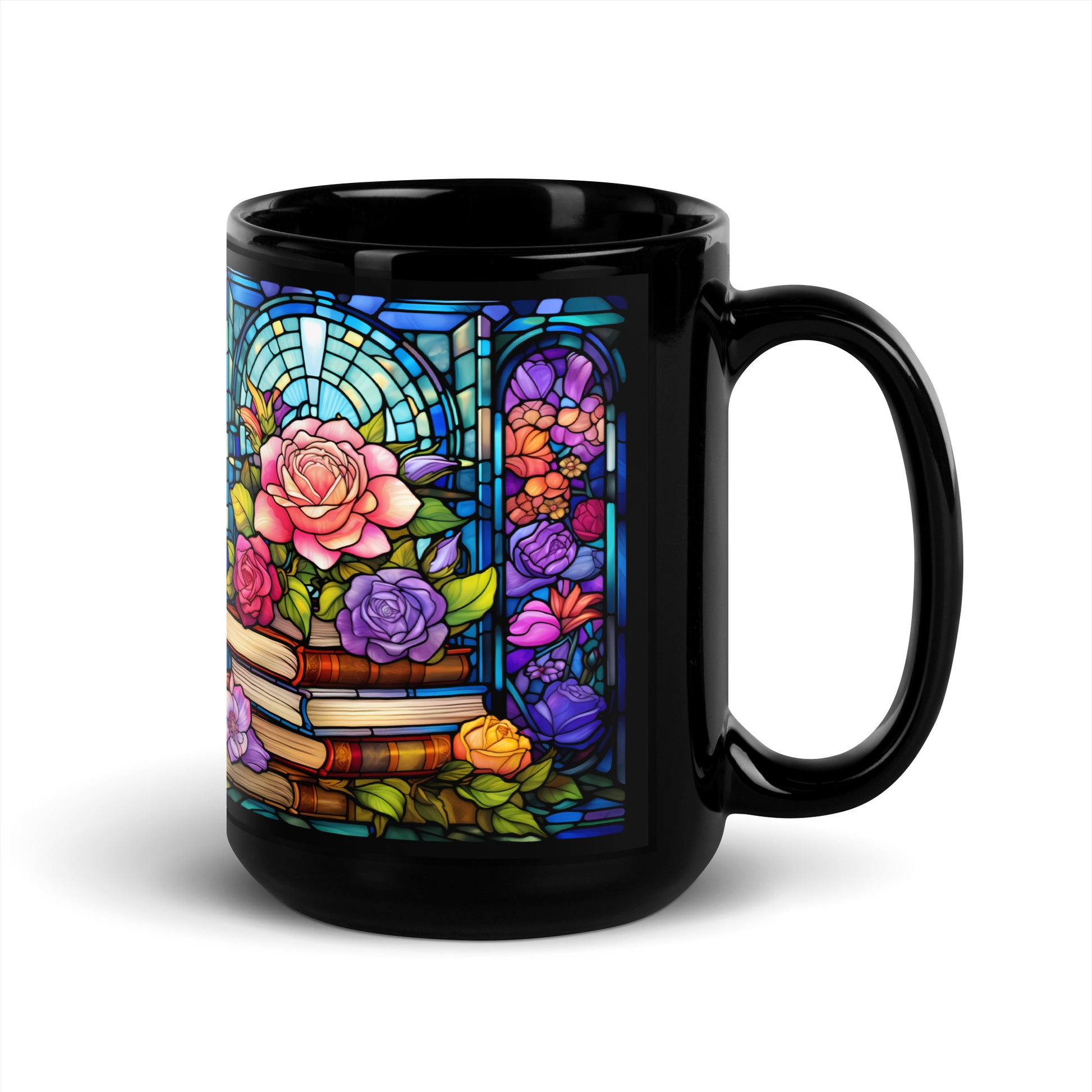Stained Glass Books and Flowers Mug - Kindle Crack