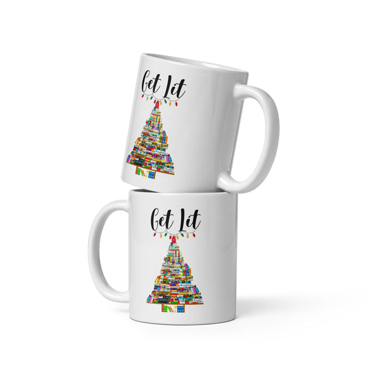 Get Lit Christmas Holiday Book Mug - Kindle Crack