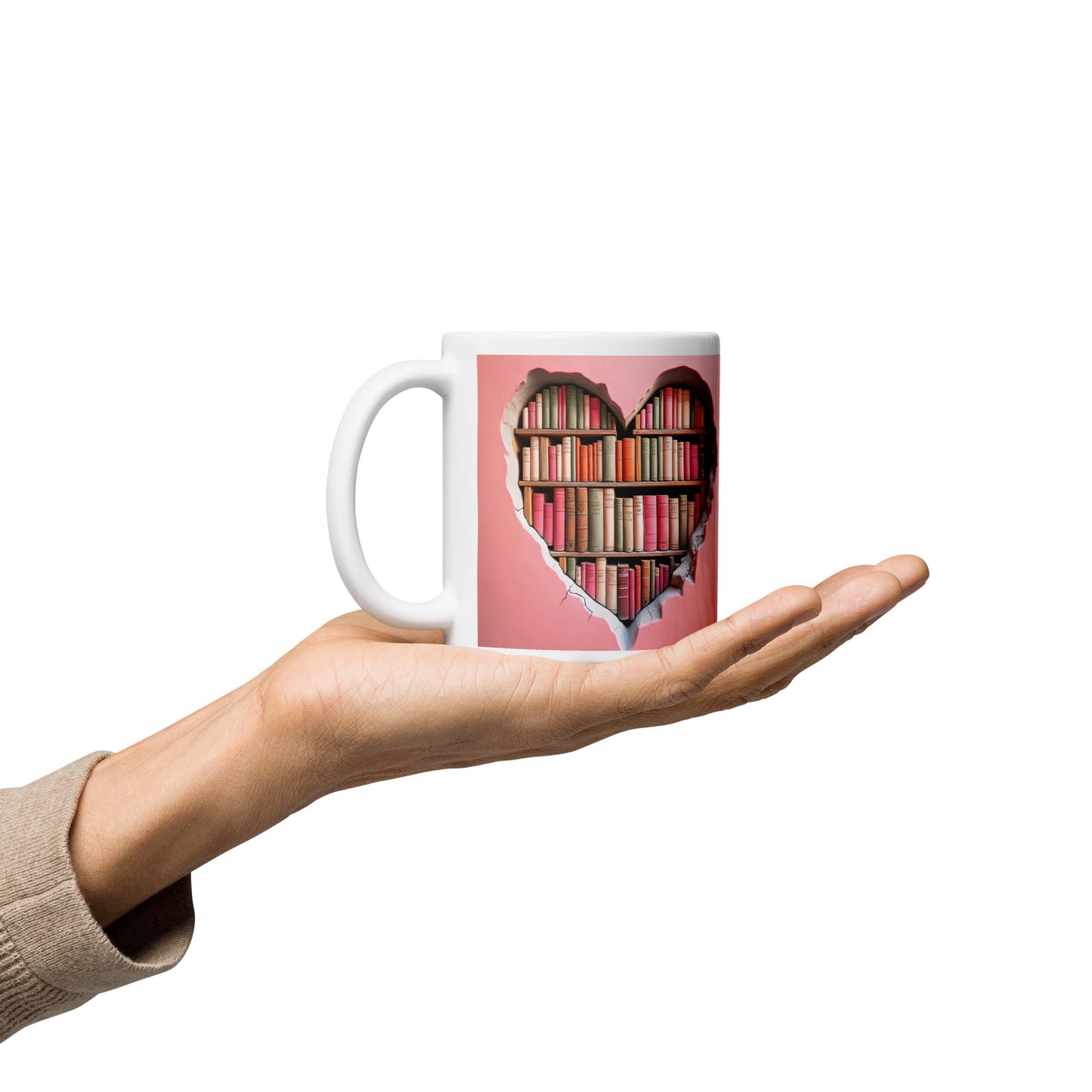 3D Pink Hearts Book Lovers Mug