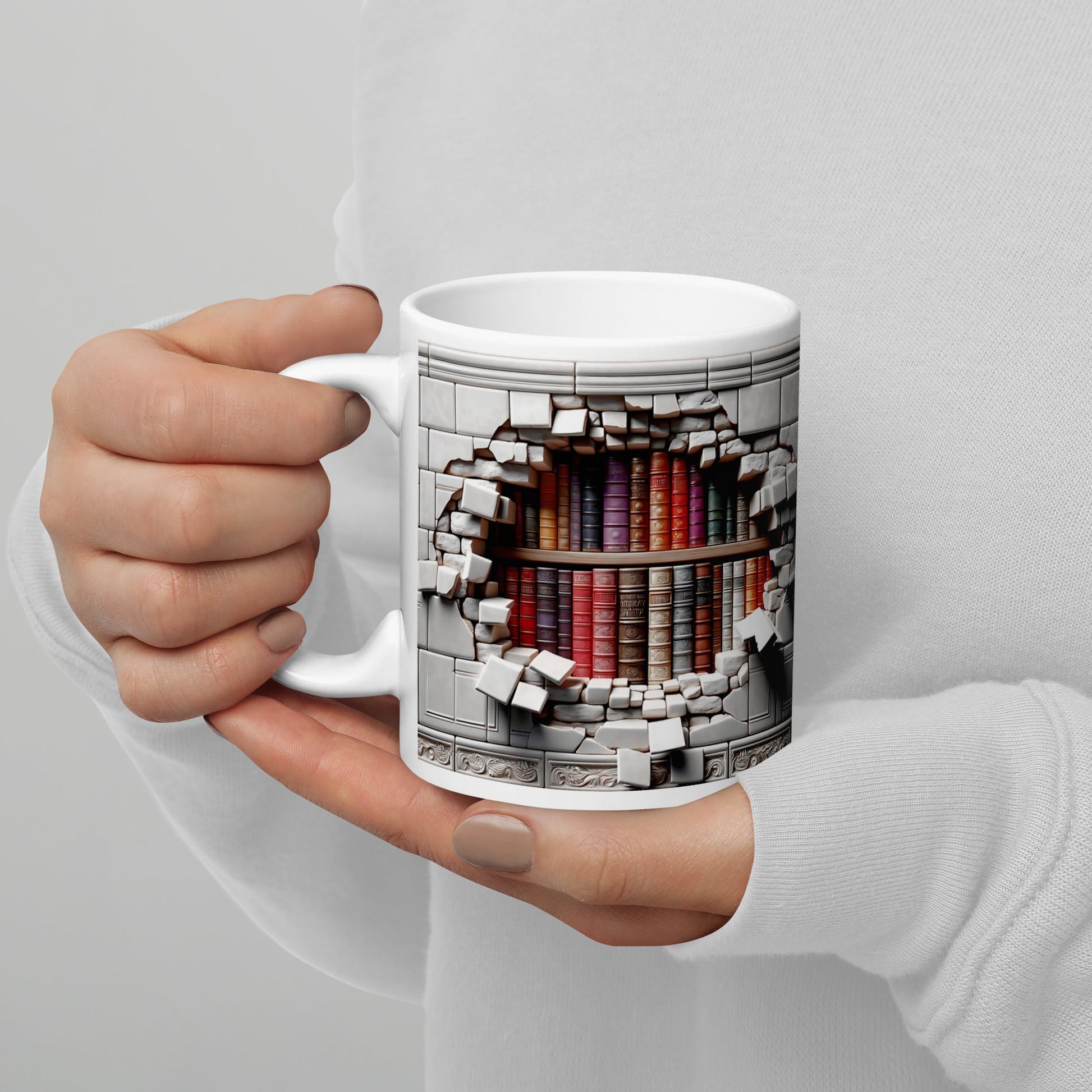 3D Book Brick Wall Mug - Kindle Crack