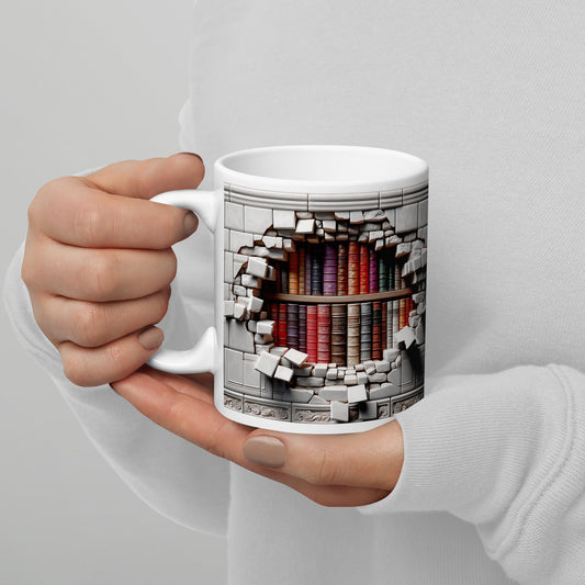 3D Book Brick Wall Mug - Kindle Crack