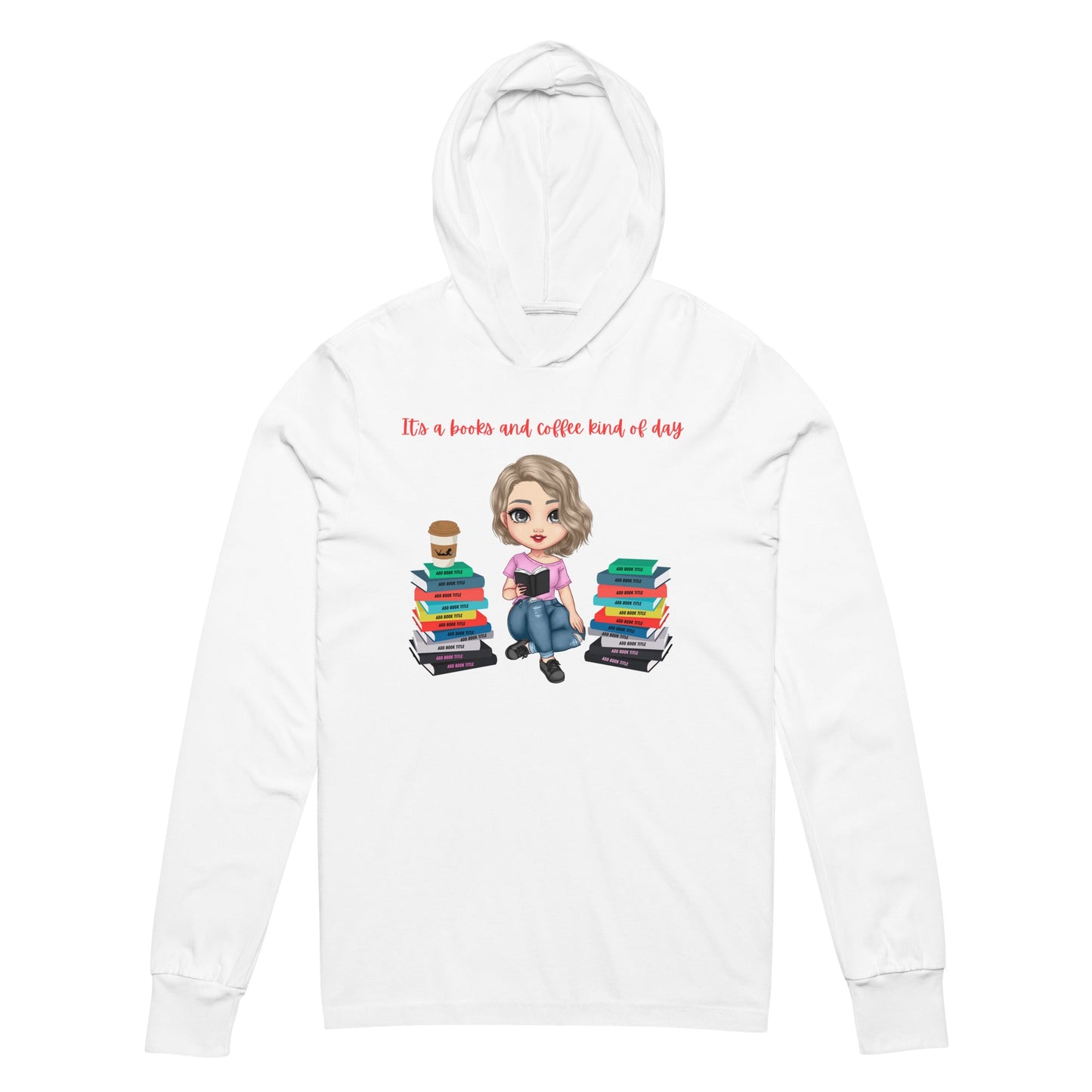 Personalized Long Sleeve T-Shirt Hoodie Books & Coffee NEW - Kindle Crack