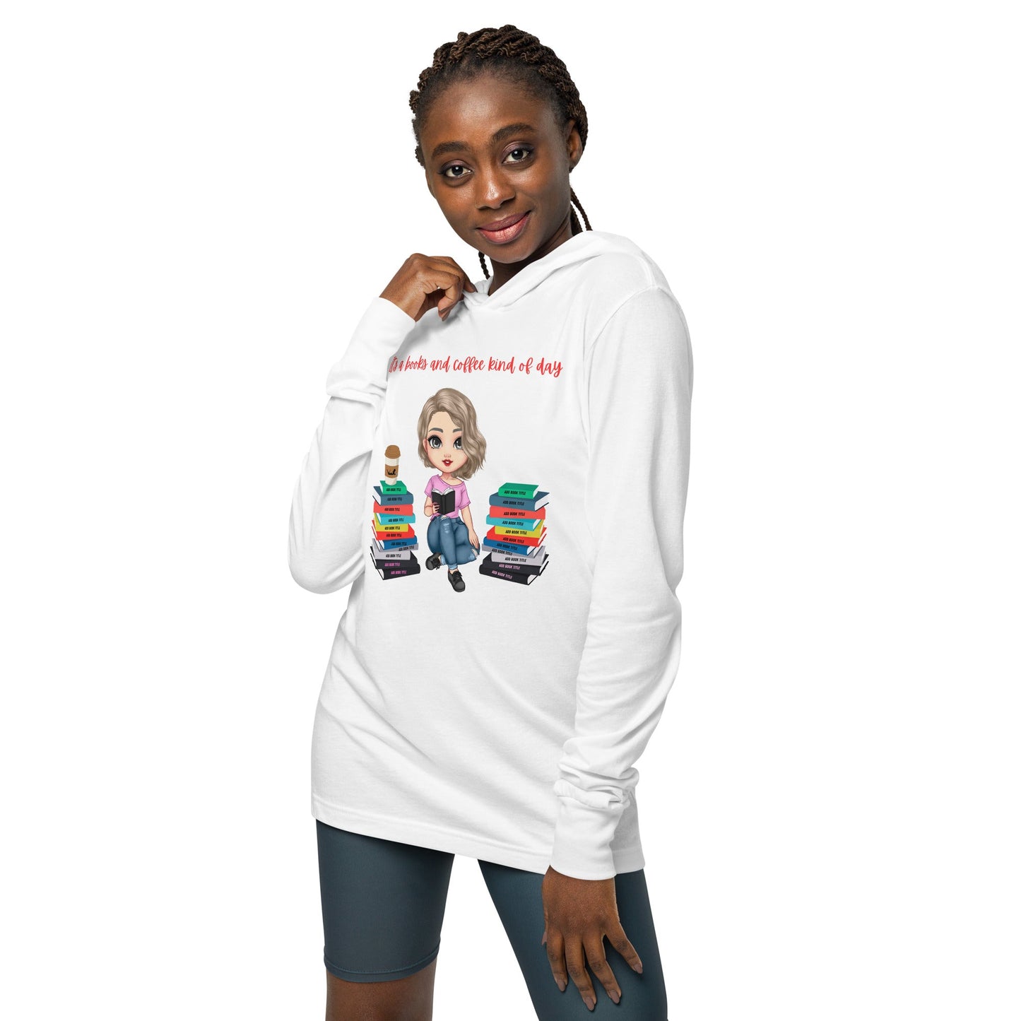 Personalized Long Sleeve T-Shirt Hoodie Books & Coffee NEW - Kindle Crack
