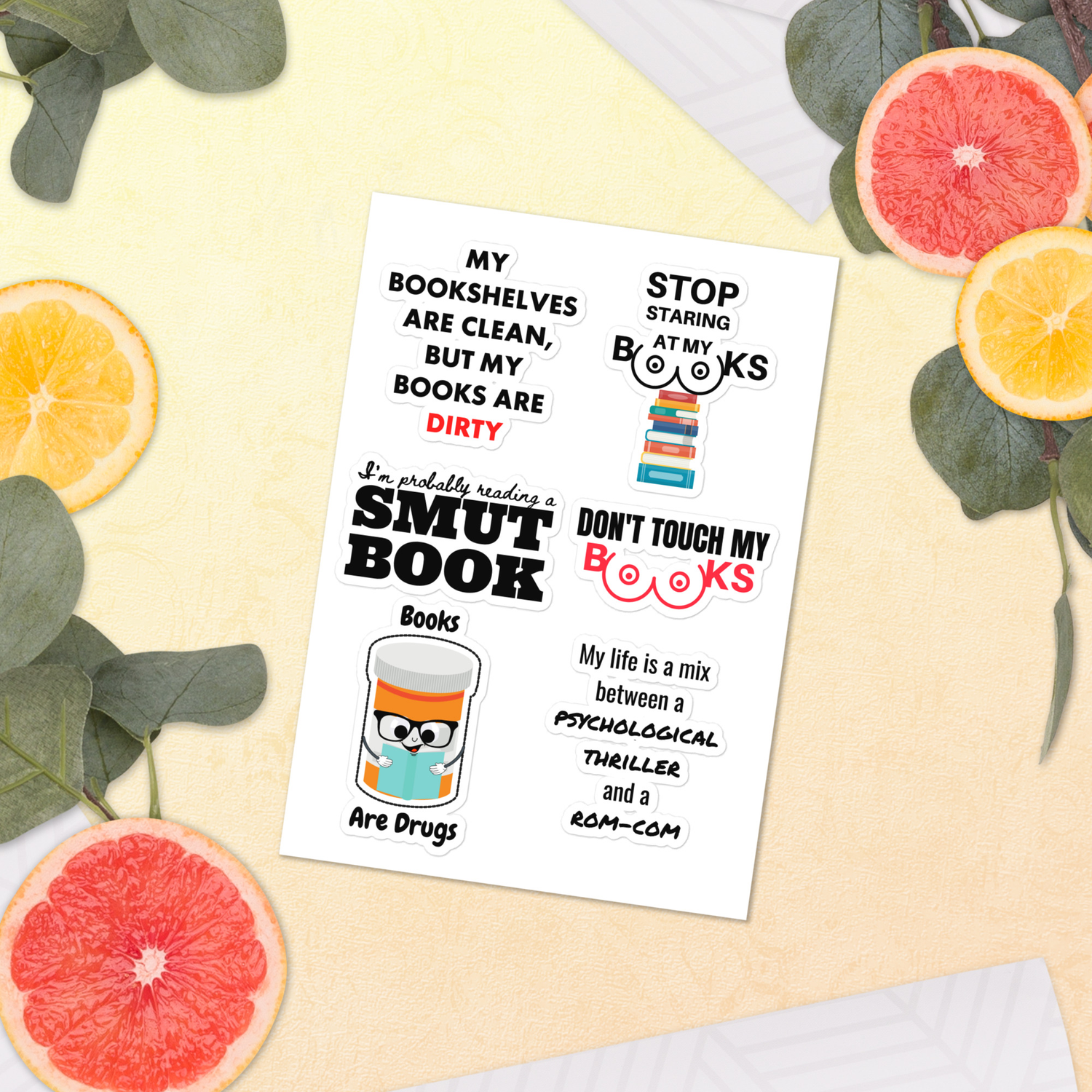 Spicy and Sweet Book lovers Sticker Sheets - Kindle Crack