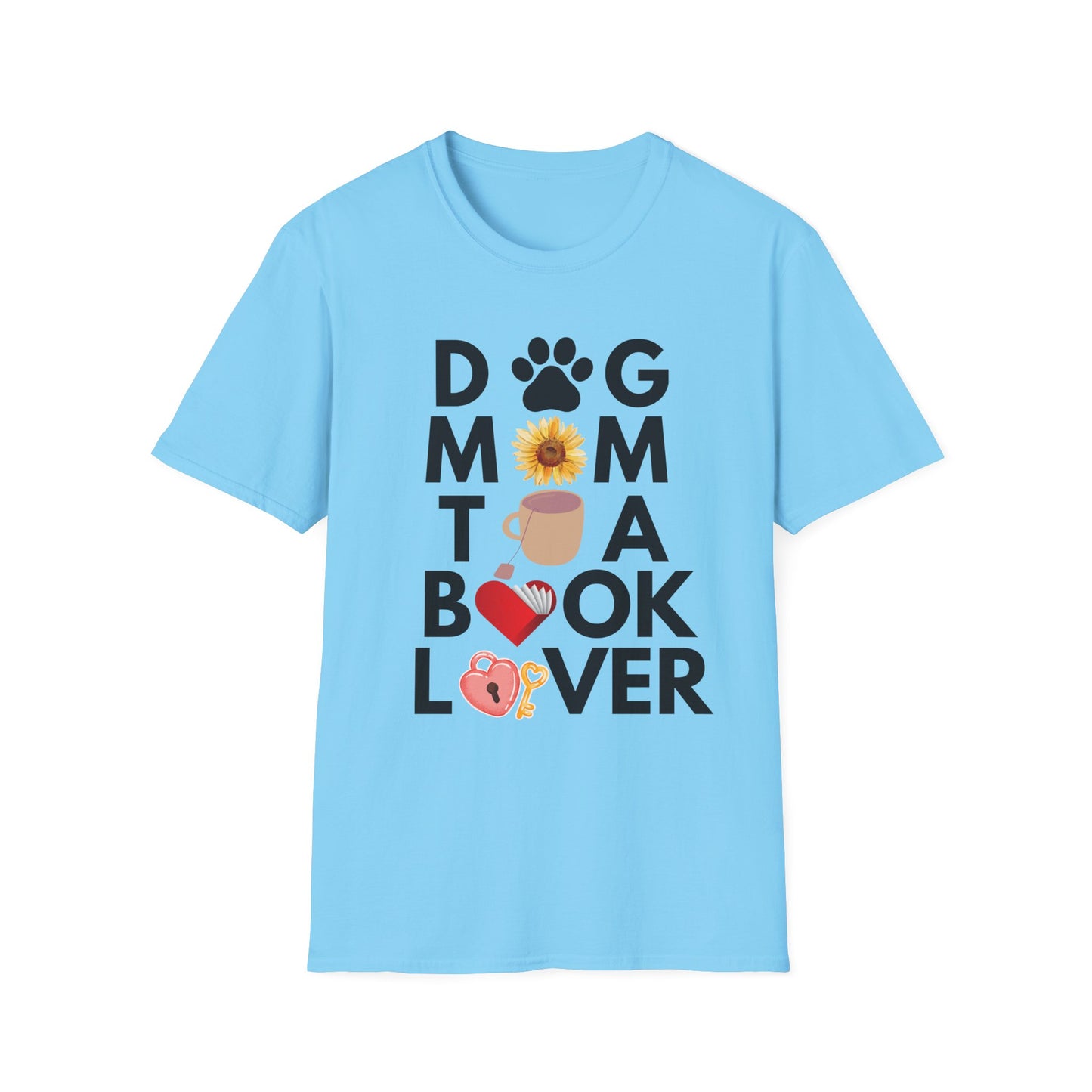 Dog Mom Book Tea Lover Soft T-Shirt