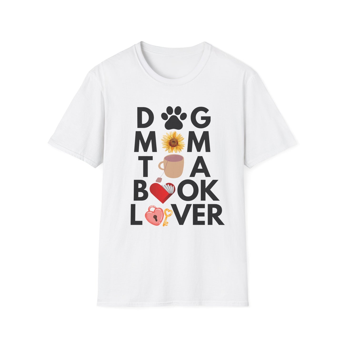 Dog Mom Book Tea Lover Soft T-Shirt