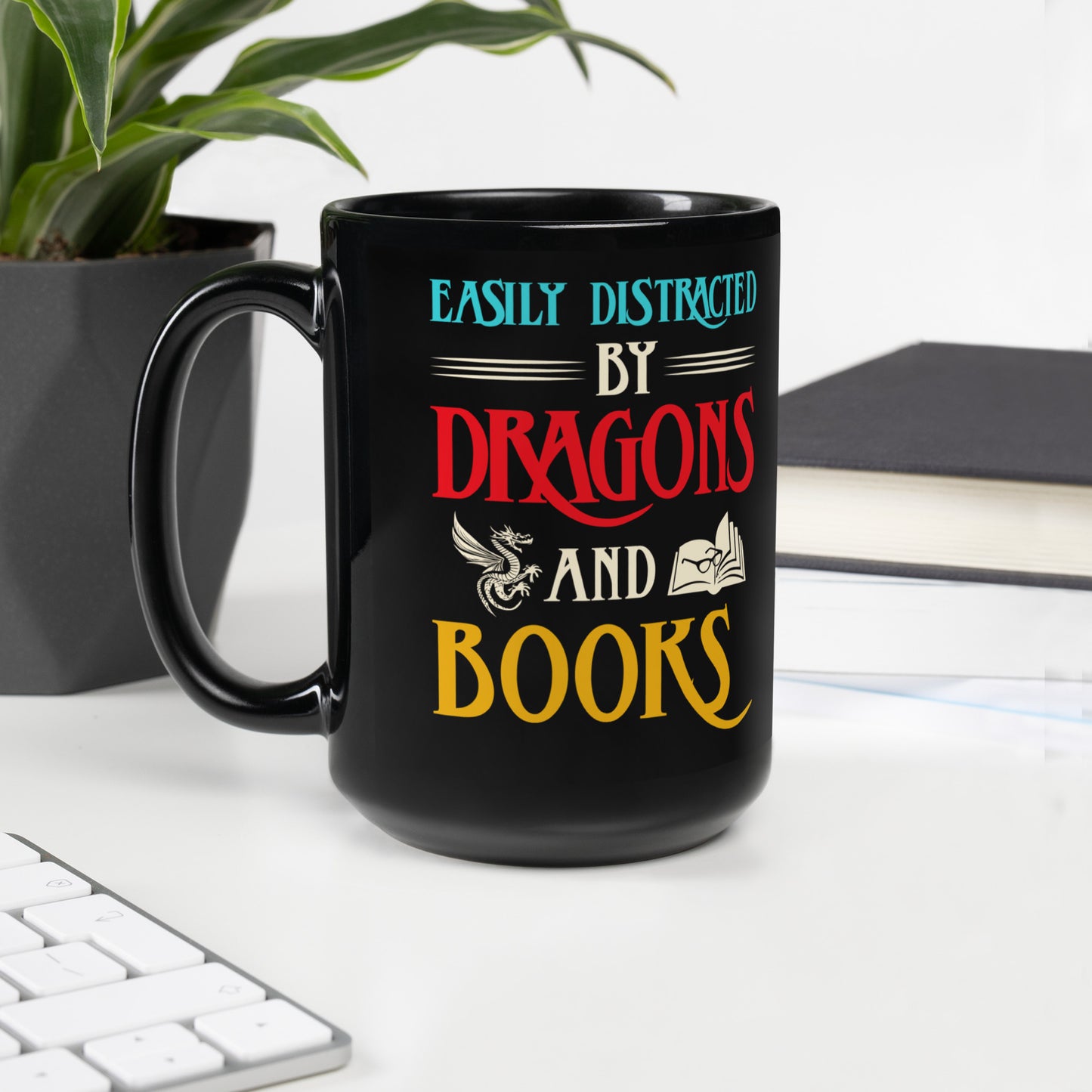 Easily Distracted by Books and Dragons Mug