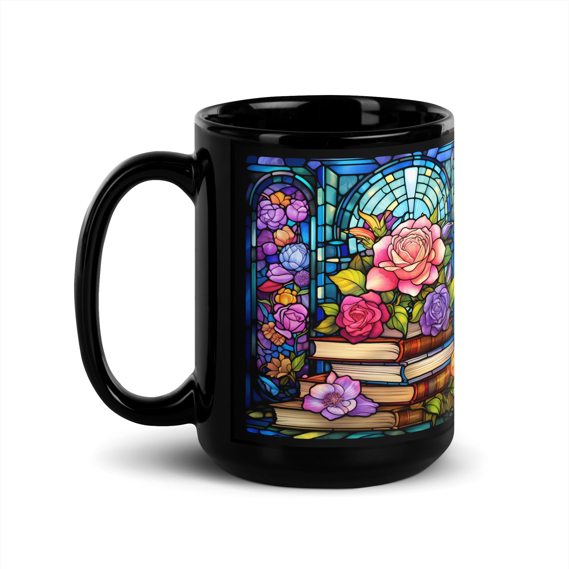 Stained Glass Books and Flowers Mug - Kindle Crack