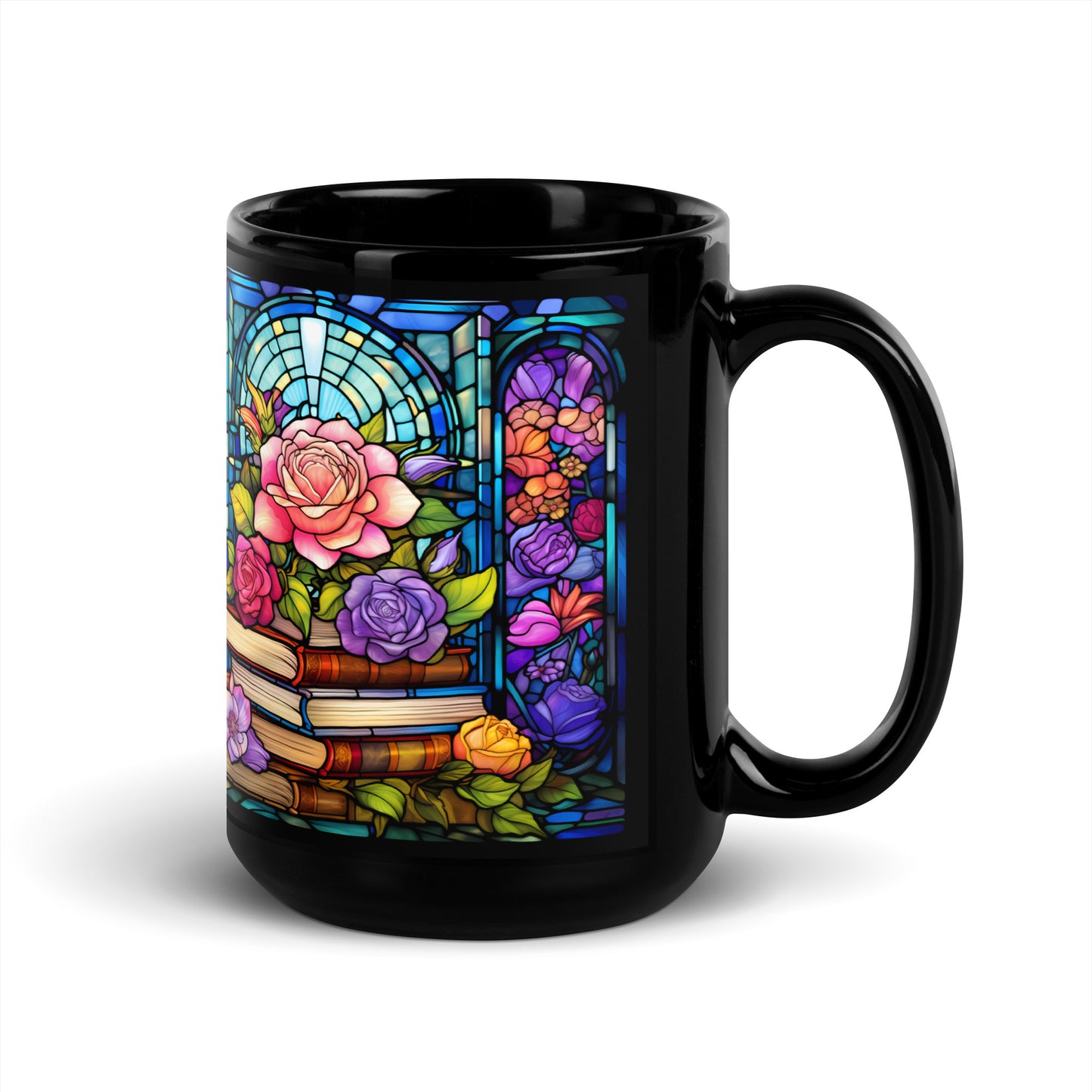 Stained Glass Books and Flowers Mug - Kindle Crack