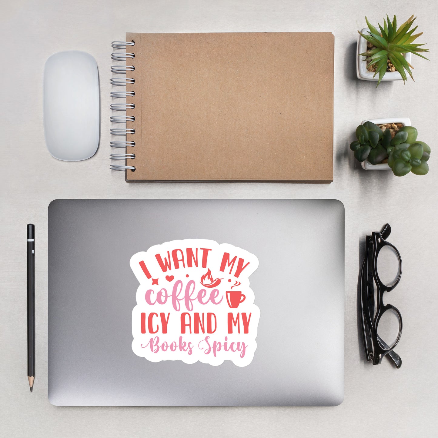 I Want My Coffee Icy and My Books Spicy Sticker - Kindle Crack