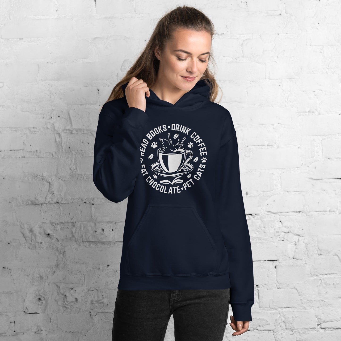 Books Chocolate Coffee Cats Unisex Hoodie