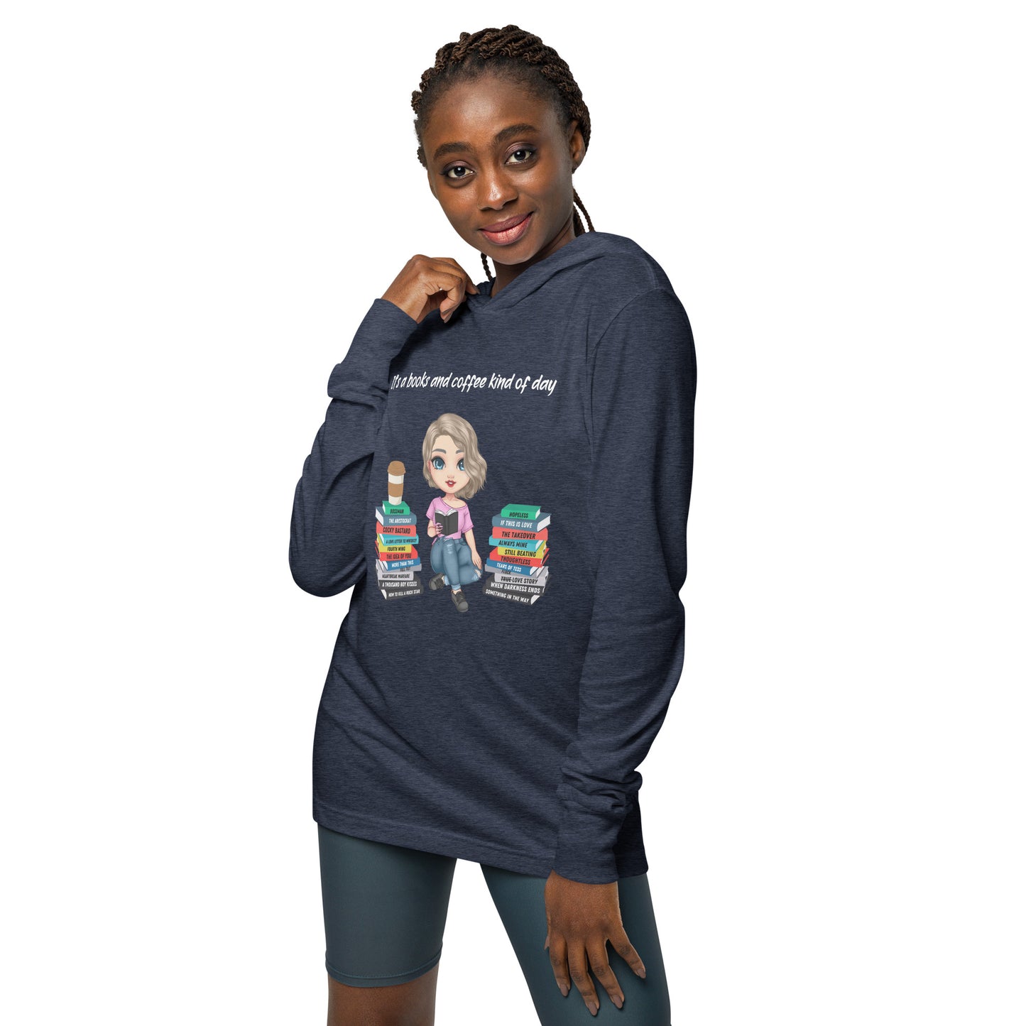 Personalized Books & Coffee Day Long Sleeve Hoodie T-Shirt