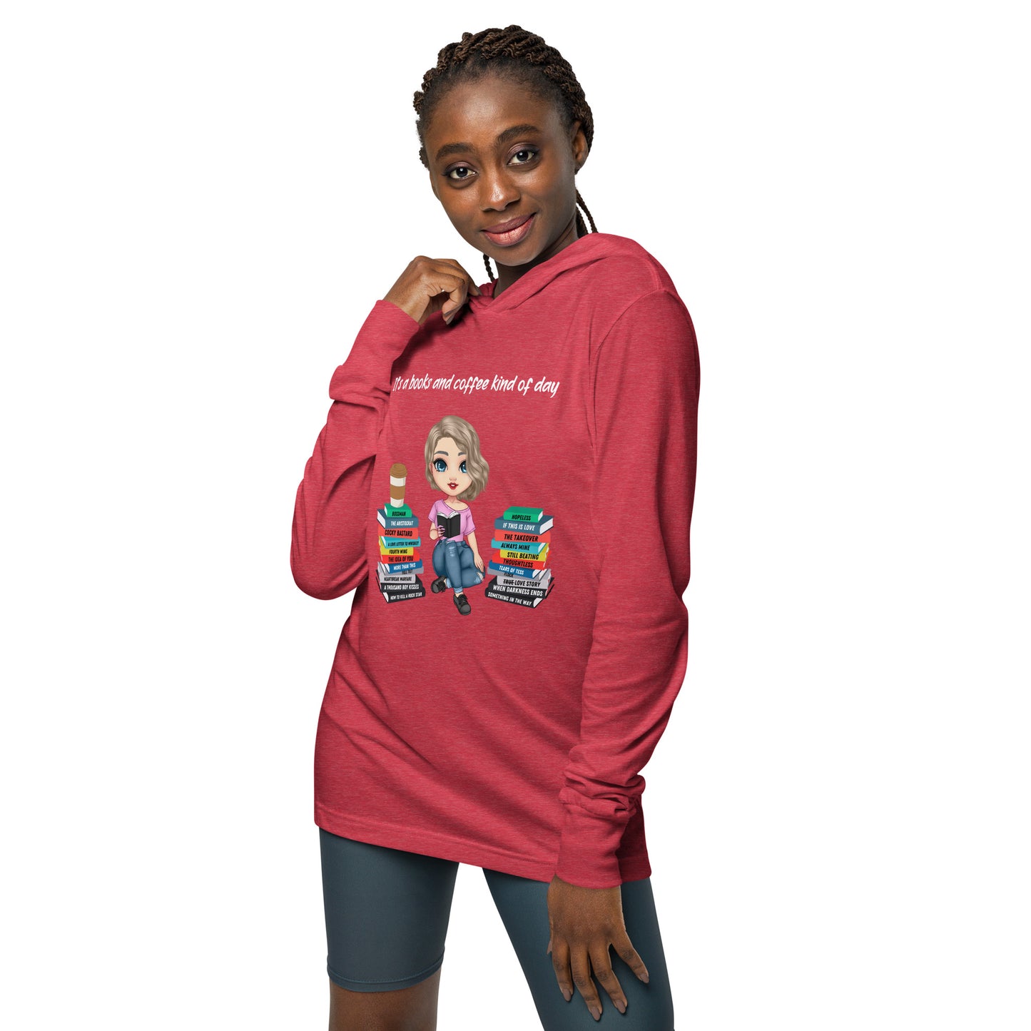 Personalized Books & Coffee Day Long Sleeve Hoodie T-Shirt