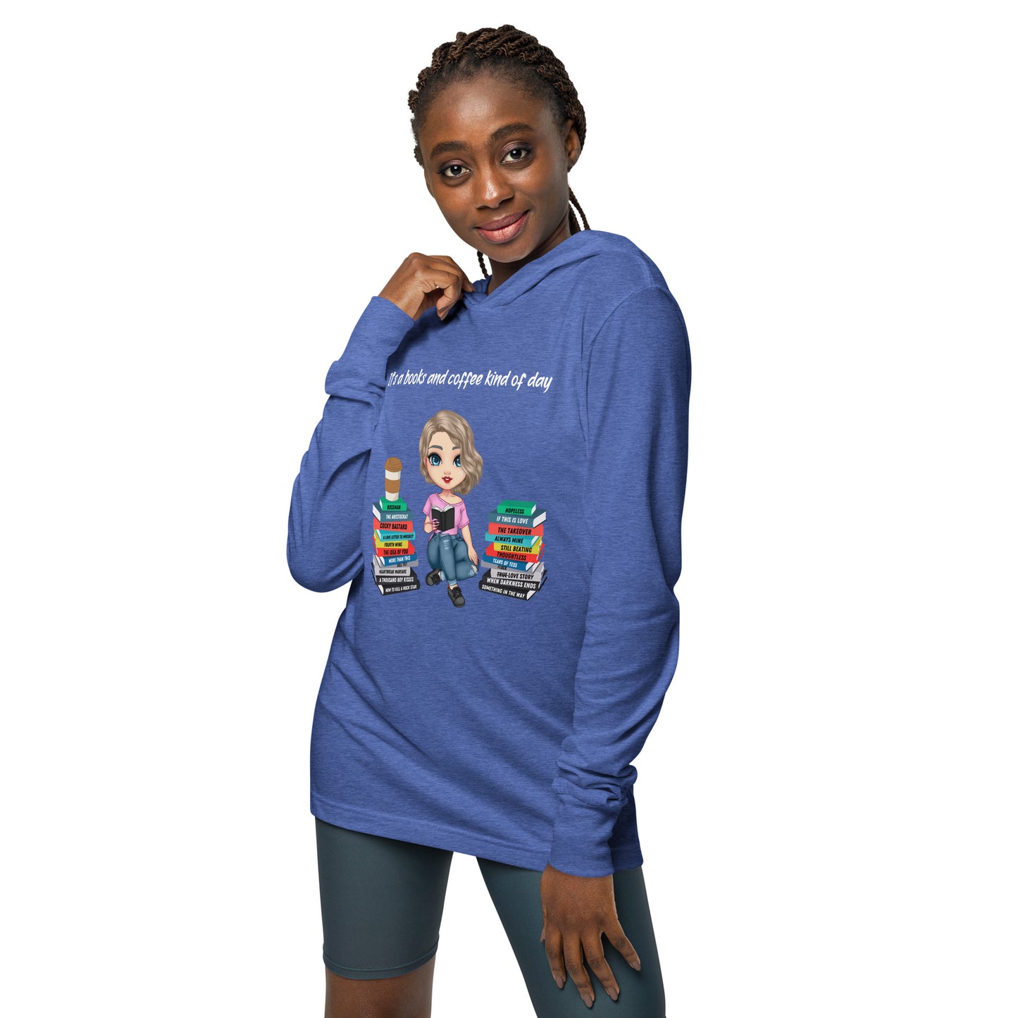 Personalized Books & Coffee Day Long Sleeve Hoodie T-Shirt