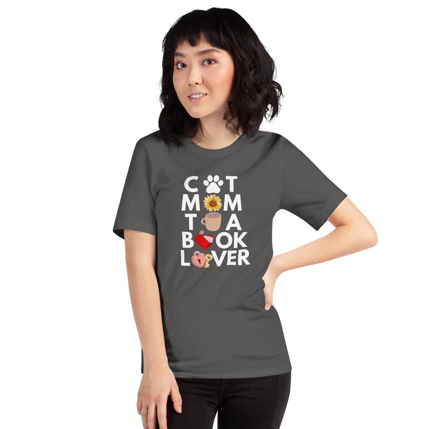 Cat Tea Book Mom T-shirt