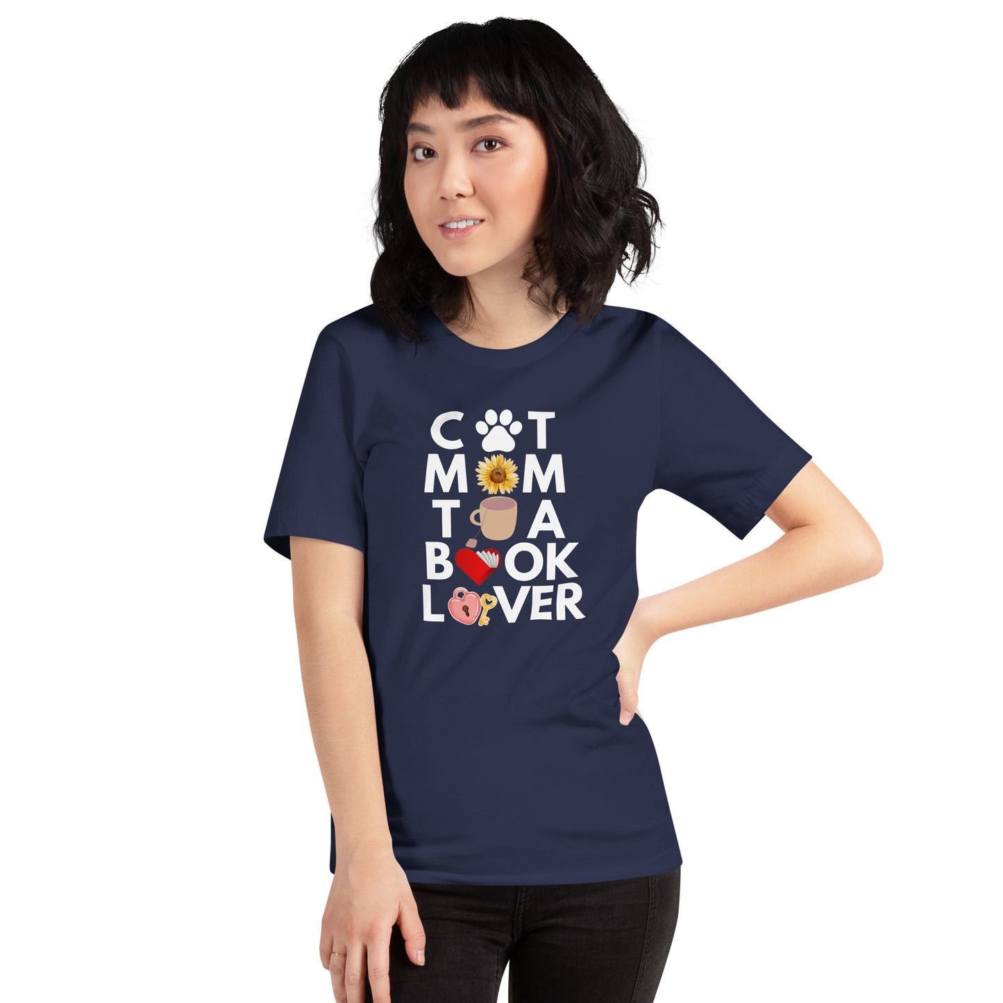 Cat Tea Book Mom T-shirt