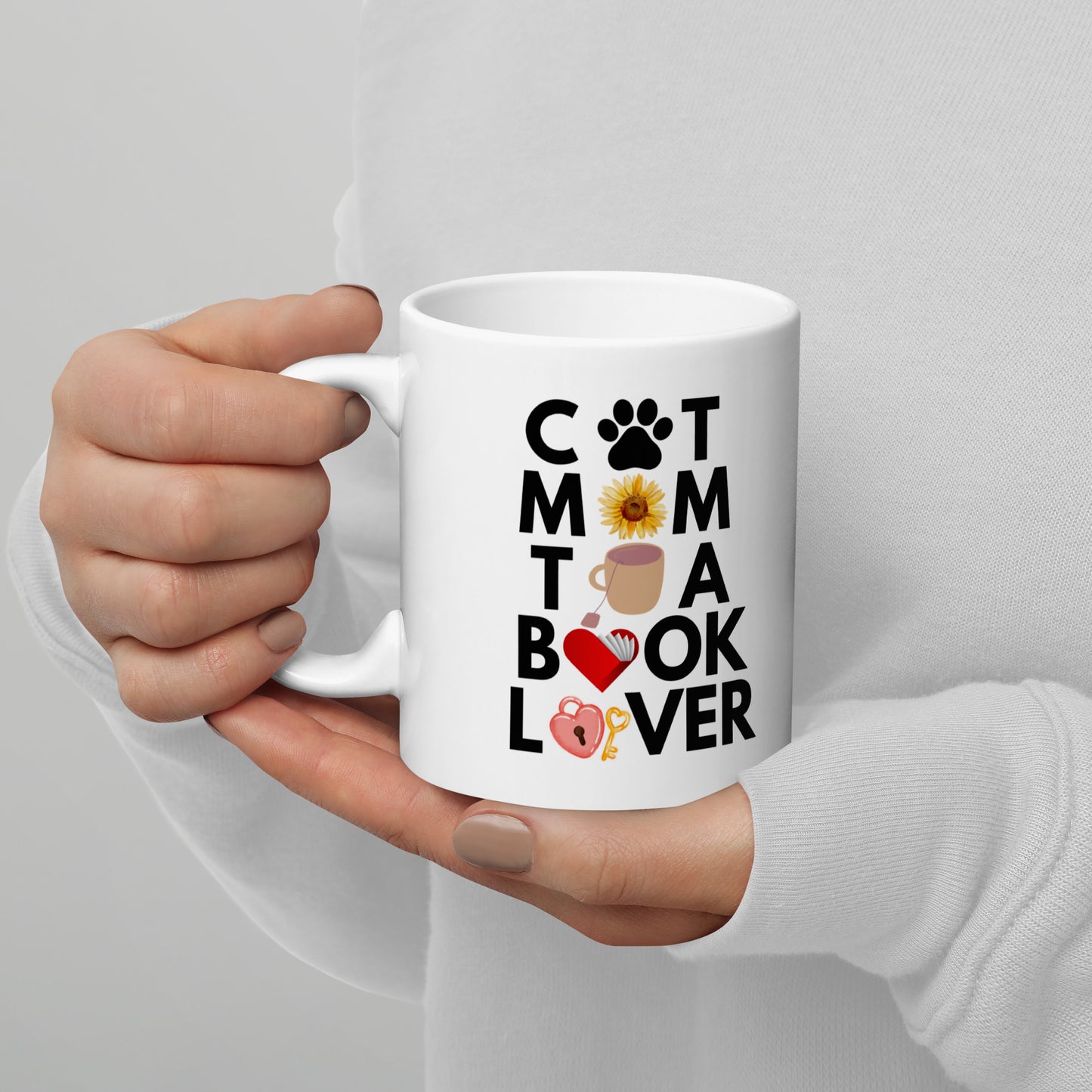 Cat Mom Tea Book Lovers Glossy Mug