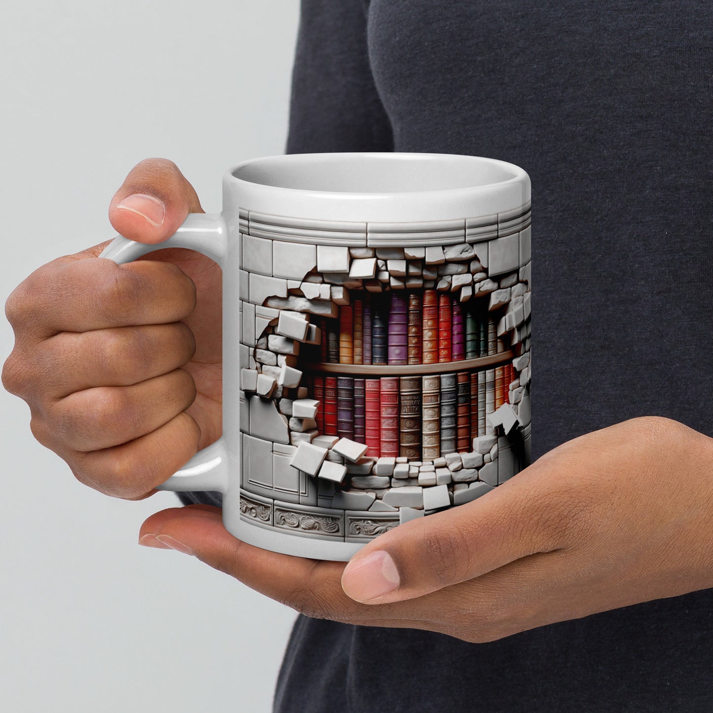 3D Book Brick Wall Mug