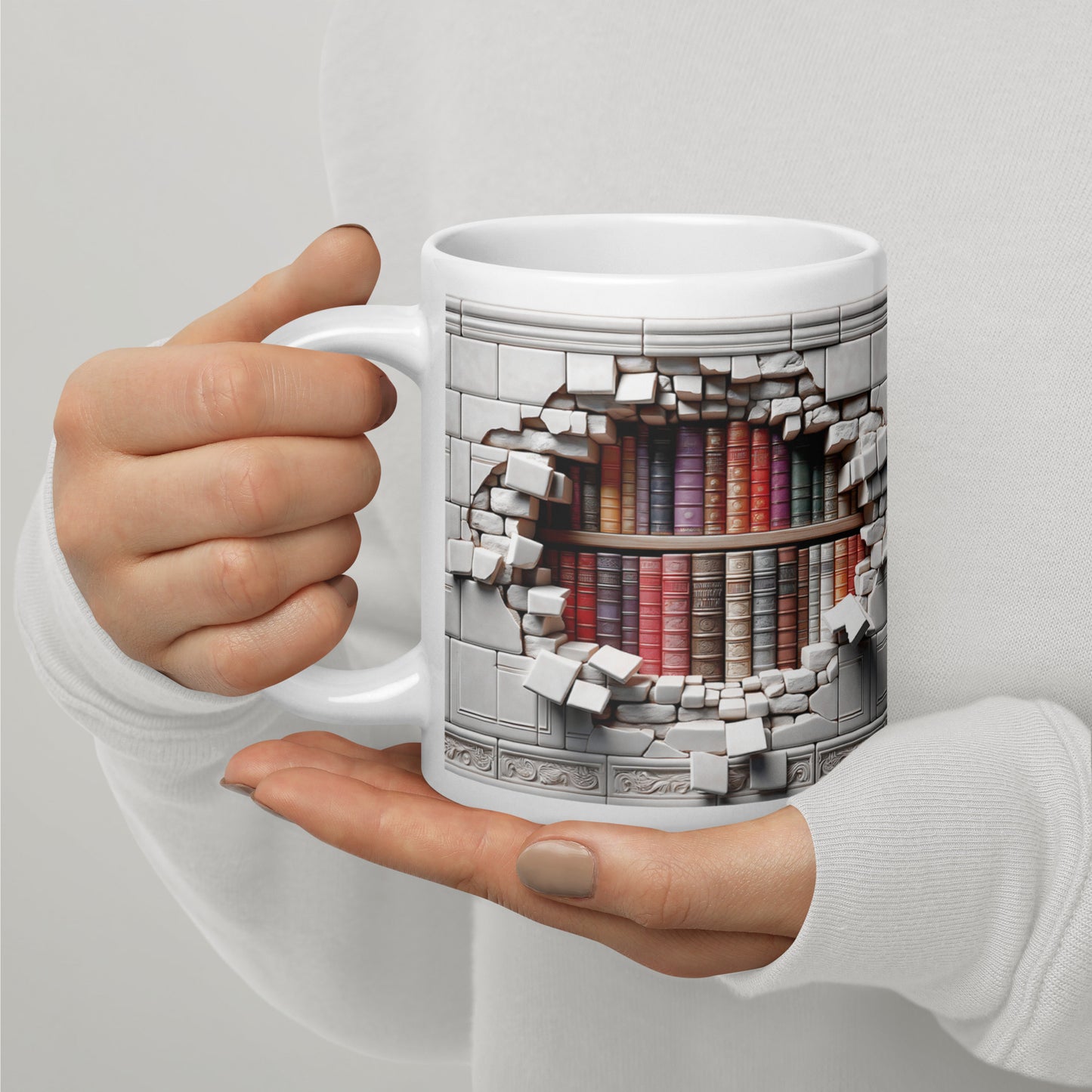 3D Book Brick Wall Mug