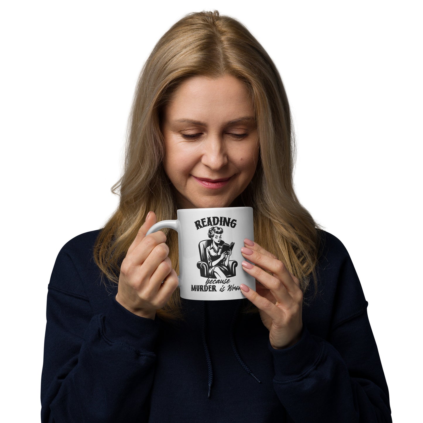 Reading Because Murder is Wrong Book Mug