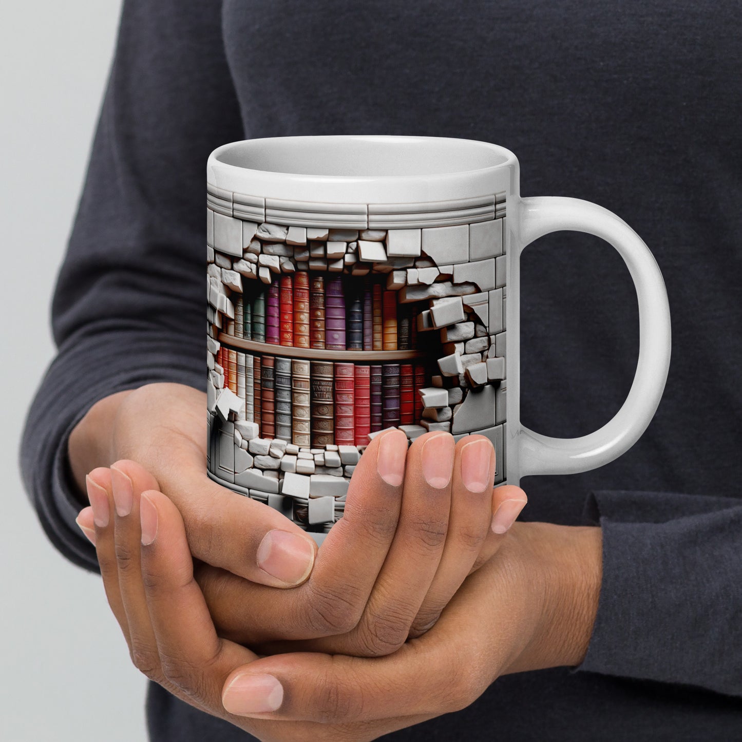 3D Book Brick Wall Mug