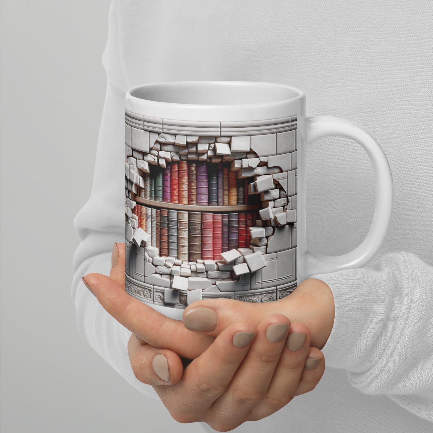 3D Book Brick Wall Mug