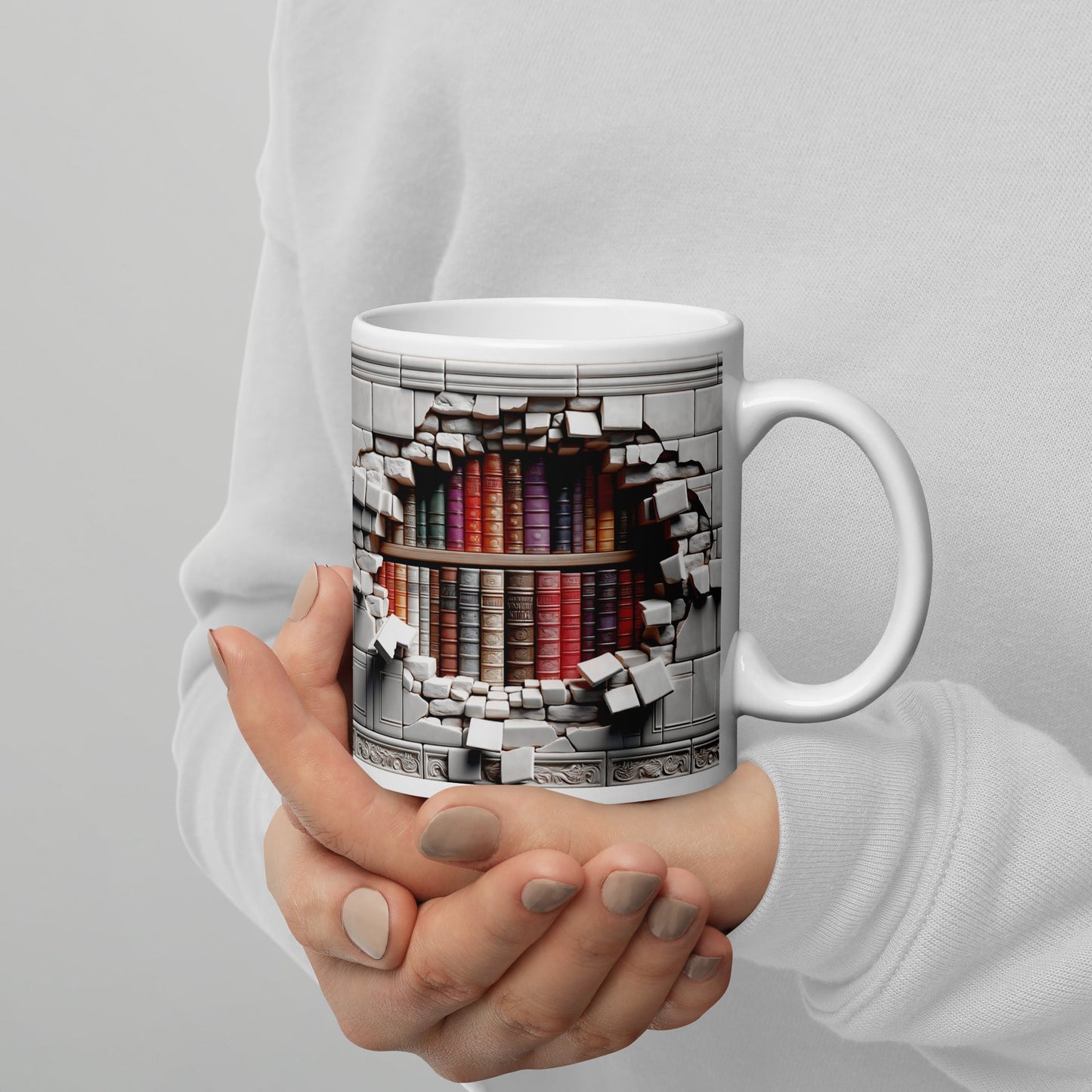 3D Book Brick Wall Mug - Kindle Crack