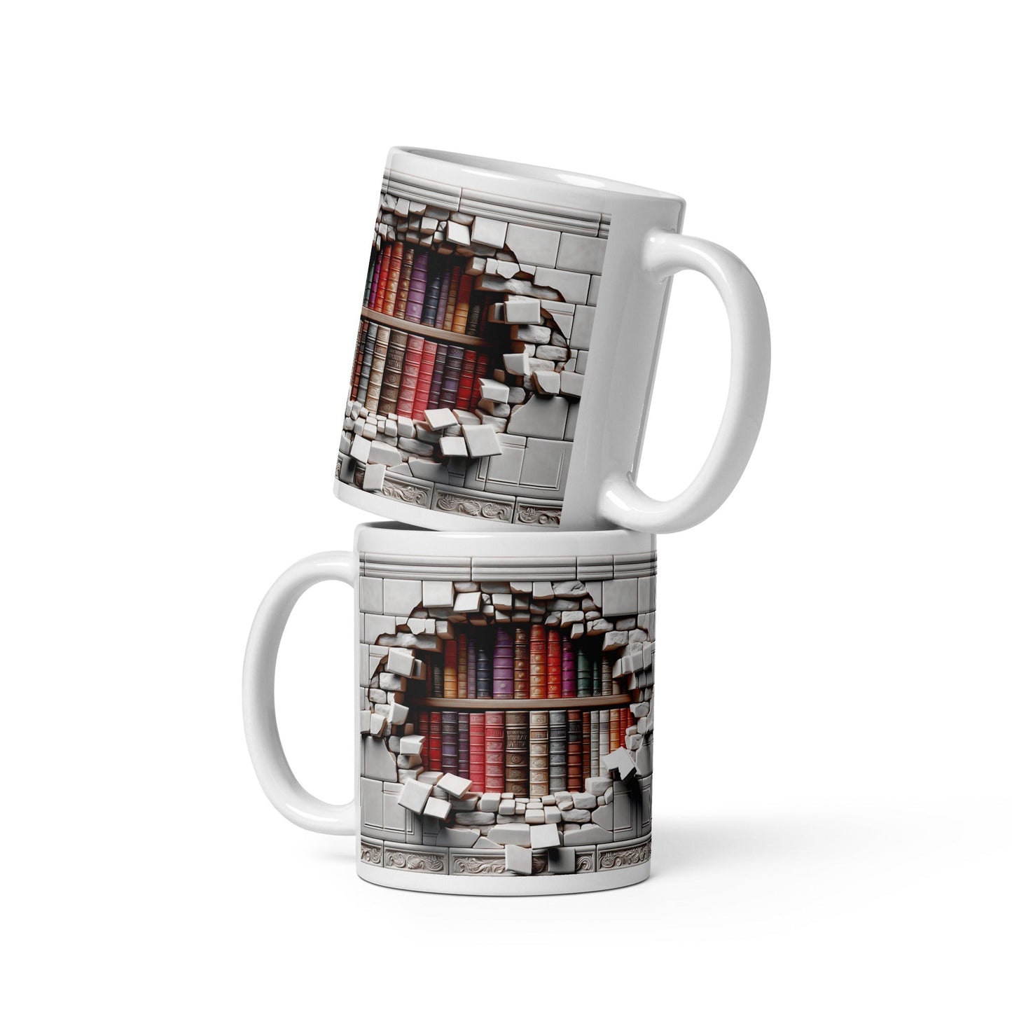 3D Book Brick Wall Mug - Kindle Crack