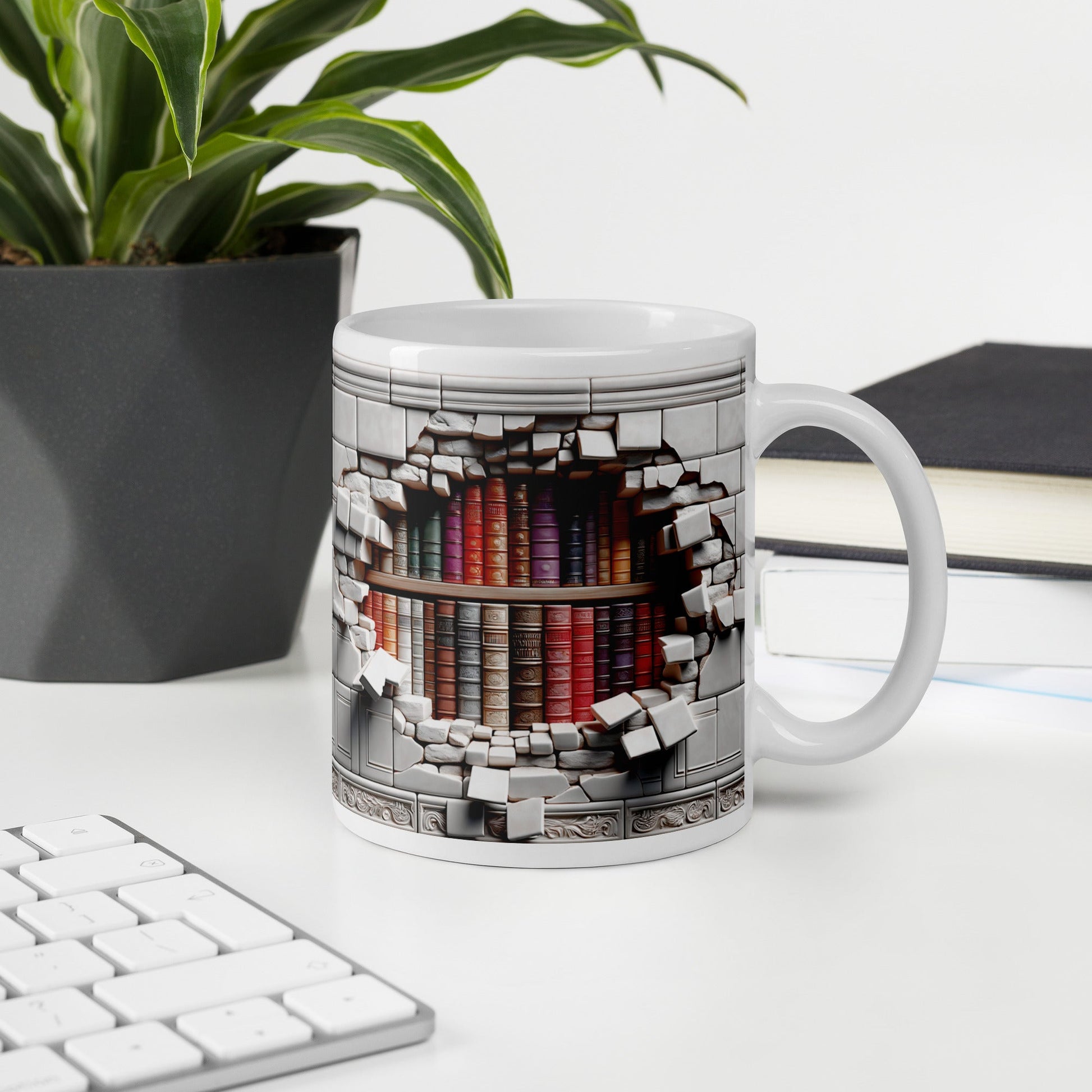 3D Book Brick Wall Mug - Kindle Crack