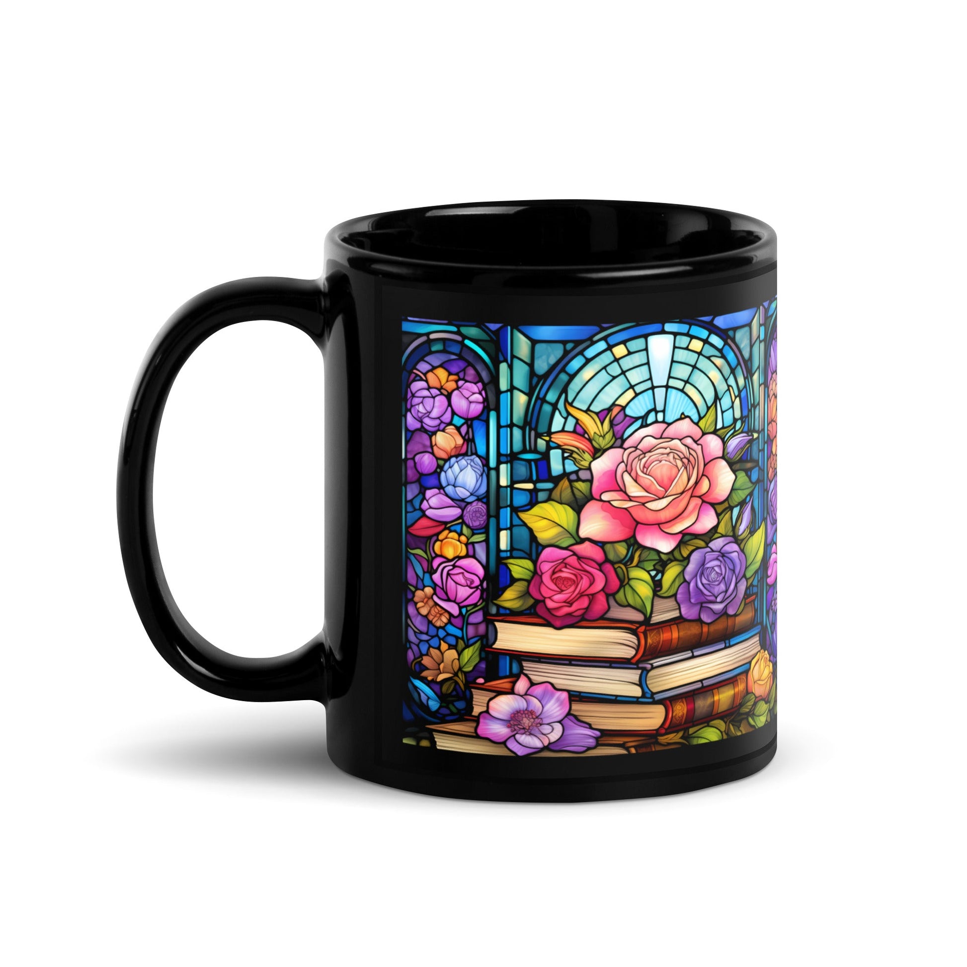 Stained Glass Books and Flowers Mug - Kindle Crack